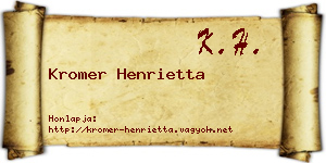 Kromer Henrietta névjegykártya